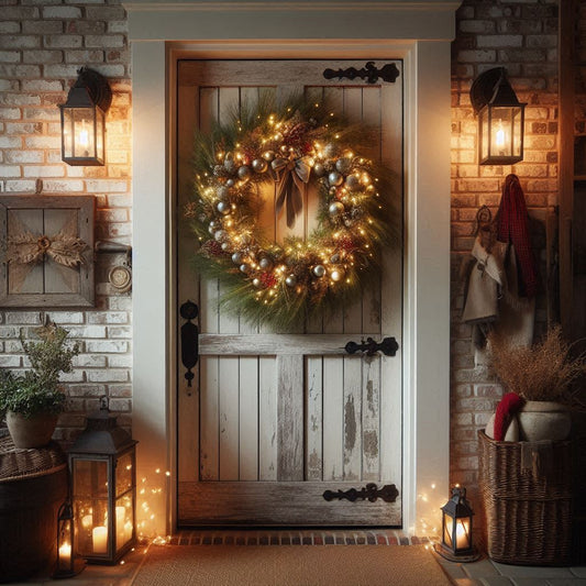 Christmas Door Cover Farmhouse