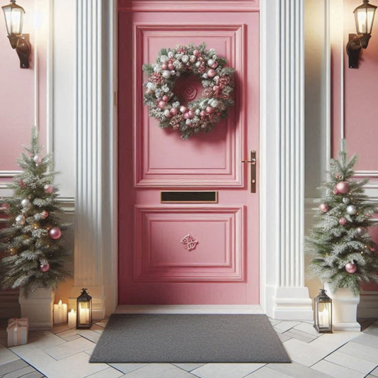 Christmas Door Cover Traditional Pink