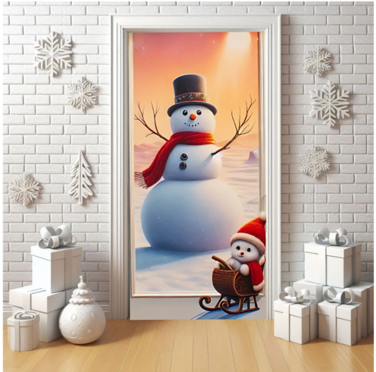 Snowman Christmas Door Cover